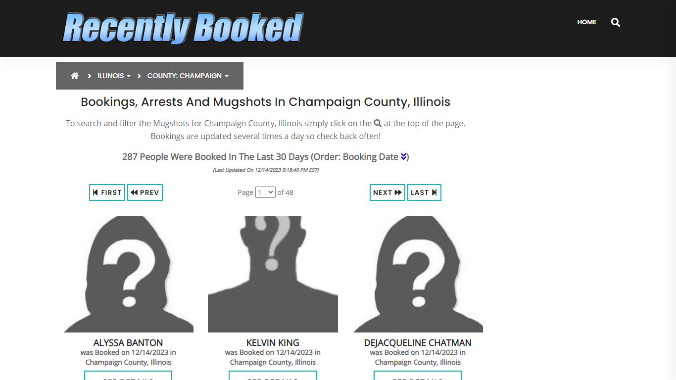 Bookings, Arrests and Mugshots in Champaign County, Illinois